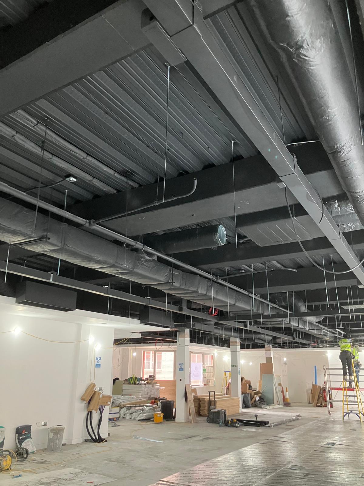 Glazed partitions and open plan area